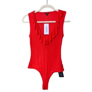NEW, GUESS Franco Ruffled  Top Red Lava xs